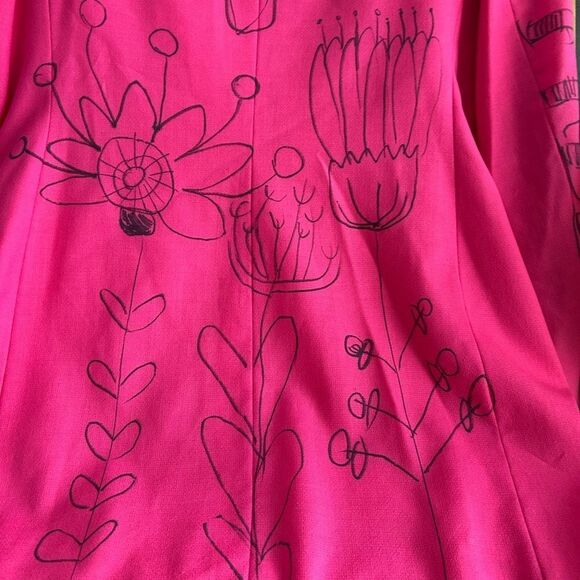 Studio J Cool Wool Pink Reworked Hand Drawn Blazer Vtg 90s - Picture 13 of 16